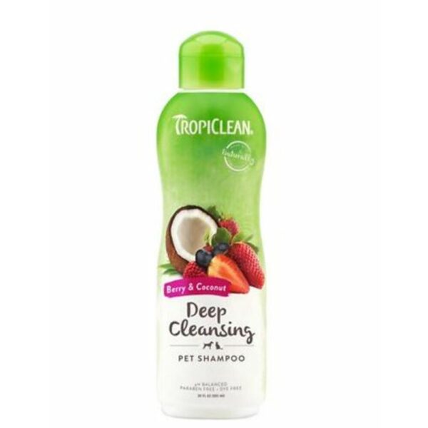 TropiClean Berry & Coconut Deep Cleansing Shampoo Para Perros Y Gatos 20oz