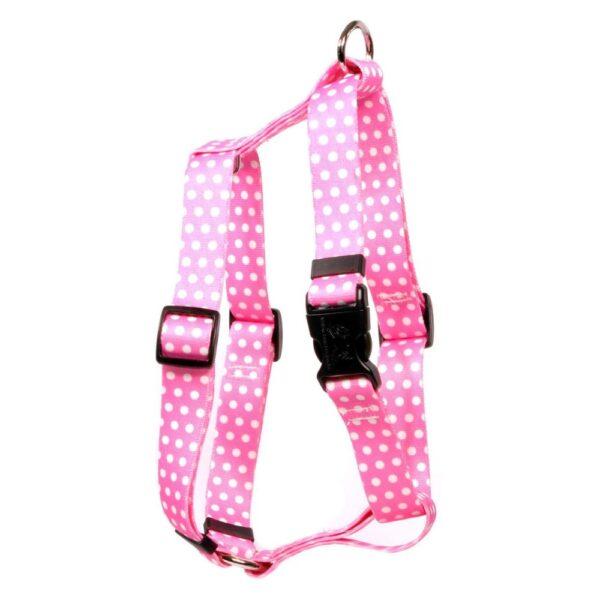 Yellow Dog Design Polkas Rosado Arnés Para Perros 14"