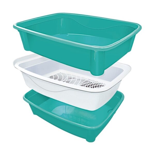 Furacao Pet Bandeja Clasica Azul Con Tamizador De Arena Para Gatos 19"