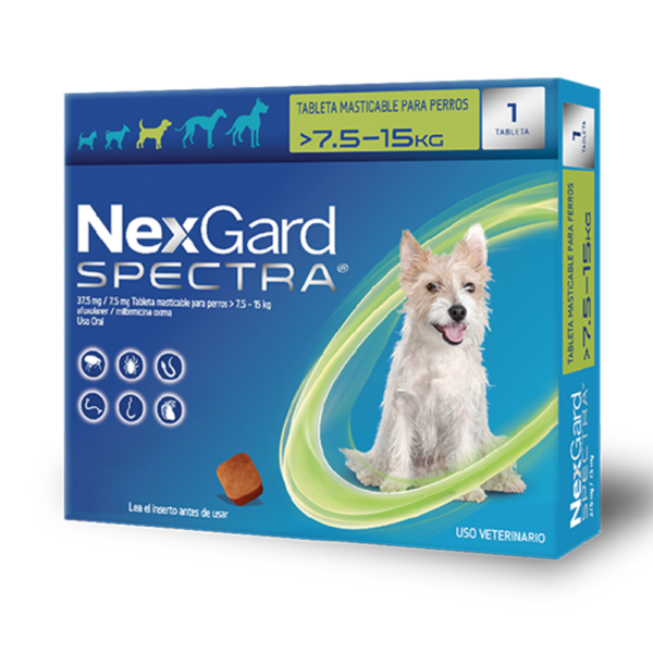 Nexgard Spectra M 7.6-15kg/16.7-33lb Antigarrapatas, Antipulgas Y Antiparasitario Interno.