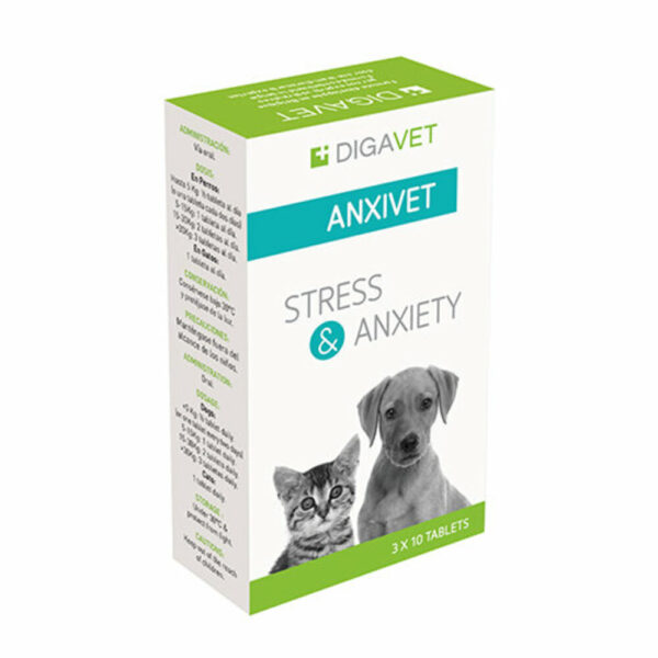 Anxivet Formula Natural Para Tratar La Ansiedad, Miedo Y Estrés En Perros Y Gatos 30 Tabs