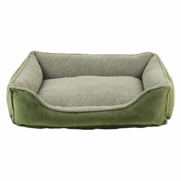 Carolina Pet Company Faux Suede & Tipped Berber Green Cama Rectangular Oliva Para Perros 24''