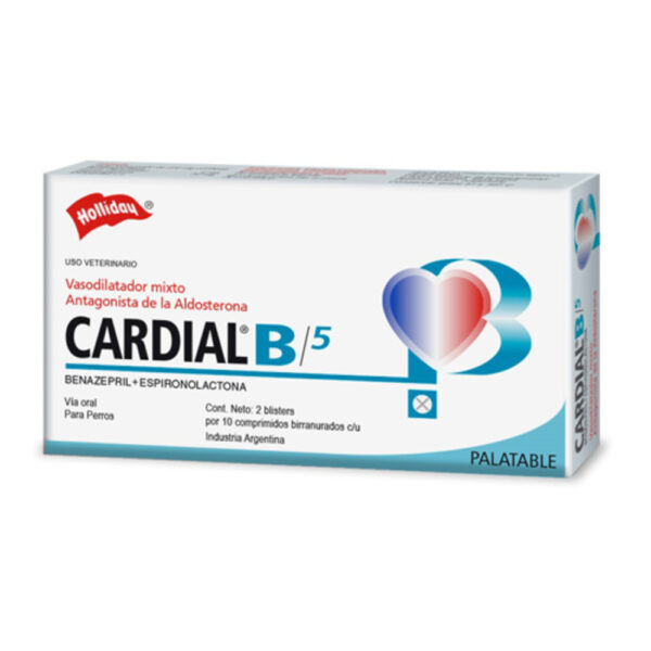 Cardial B 5 Para El Tratamiento En Perros Con Problemas Cardíacos 20 Tabletas