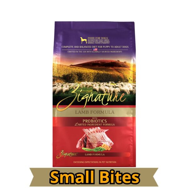 Zignature Lamb Small Bite Alimento Seco De Cordero Libre De Granos Para Perros 4 Lb