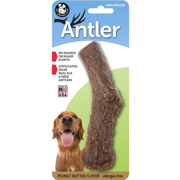 Pet Qwerks Asta De Alce Grande Con Sabor A Mantequilla De Maní Para Perros 4.5"