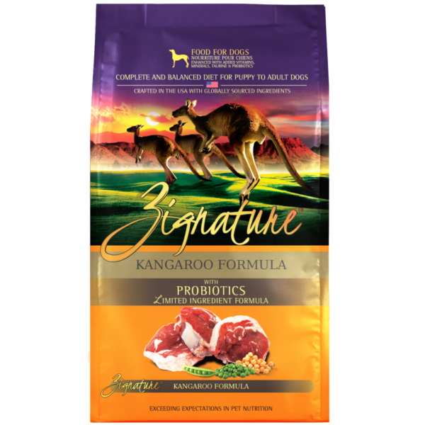 Zignature Kangaroo Alimento Seco De Canguro Libre De Granos Para Perros 4 Lb