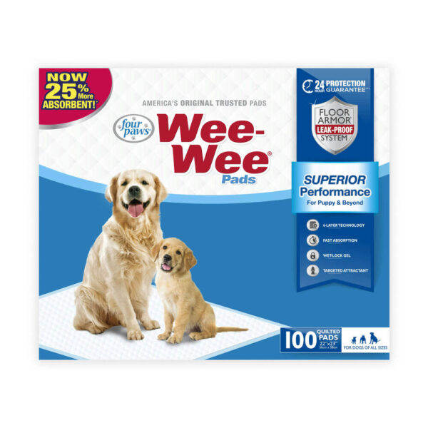 Wee Wee Pads Almohadilla De Entrenamiento Para Perros 22" X 23" 100 Unds