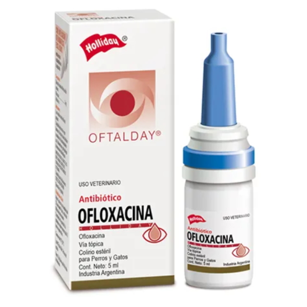 Holliday Ofloxacina Oftalday Antibiótico En Gotas Para Infecciones En Ojos Para Perros Y Gatos 5ml