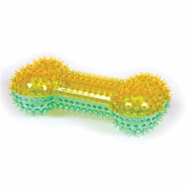 Play 365 Hueso De Goma Squeaky Verde Y Naranja Para Perros 6 1/2"