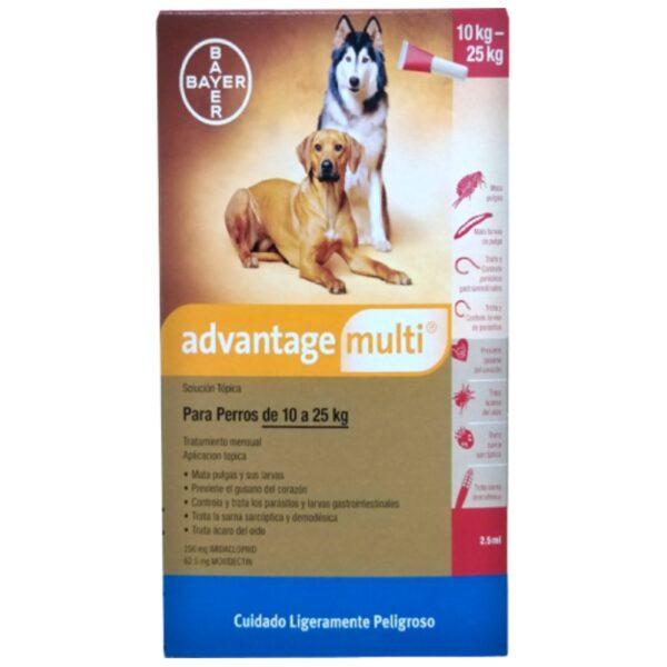Advantage Multi Dog 10 A 25 Kg X 1 Pipeta Antipulgas Y Parasitos Internos Para Perro