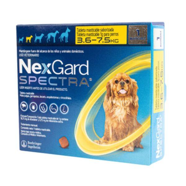 Nexgard Spectra S 3.6-7.5kg/7.9-16.5lb Antigarrapatas, Antipulgas Y Antiparasitario Interno.