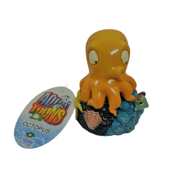 Aqua Toons Pulpo Naranja Adorno de resina para peceras 3"