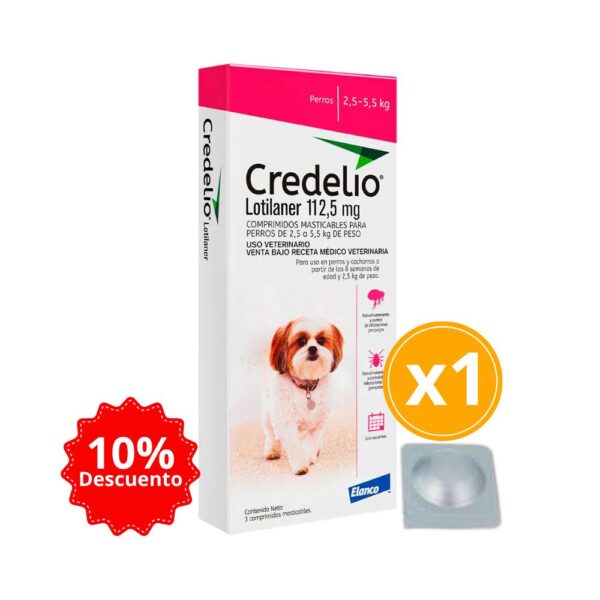 Credelio 2.5 A 5.5kg (6.1 A 12 Lbs) Tableta Antipulgas Y Garrapatas Para Perros 1 Tableta