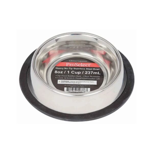 Proselect XSuper Plato De Acero Inoxidable para Mascotas 8oz /5"