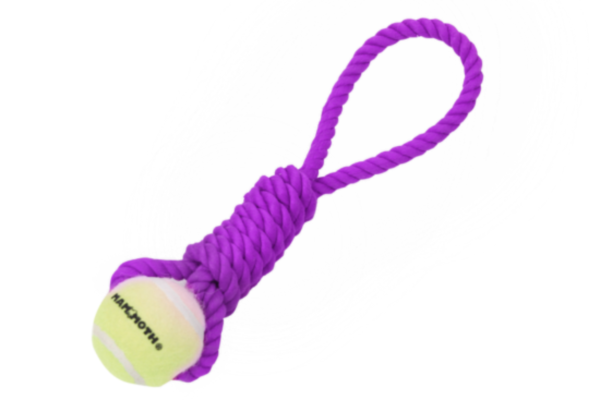 Mammoth Juguete Cuerda Anudada Morado con Pelota para Perros 11″