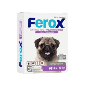 Ferox Tableta Masticable 4.5-10kg / 9.9-22lb Para Perros Antipulgas Y Garrapatas 1 Tableta