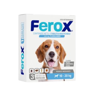 Ferox Tableta Masticable 10-20kg / 22 - 44lbs Tableta Para Perros Antipulgas Y Garrapatas