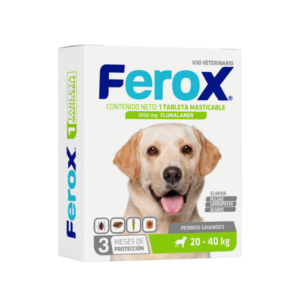 Ferox Tableta Masticable 20-40kg / 44 - 88lbs Tableta Para Perros Antipulgas Y Garrapatas