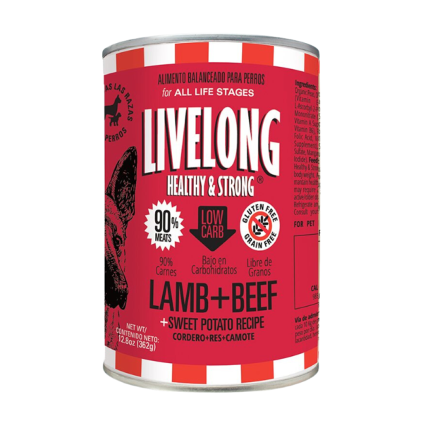 Livelong Healthy & Strong Lamb + Beef Alimento Humedo de Cordero y Res para Perros 12.8oz