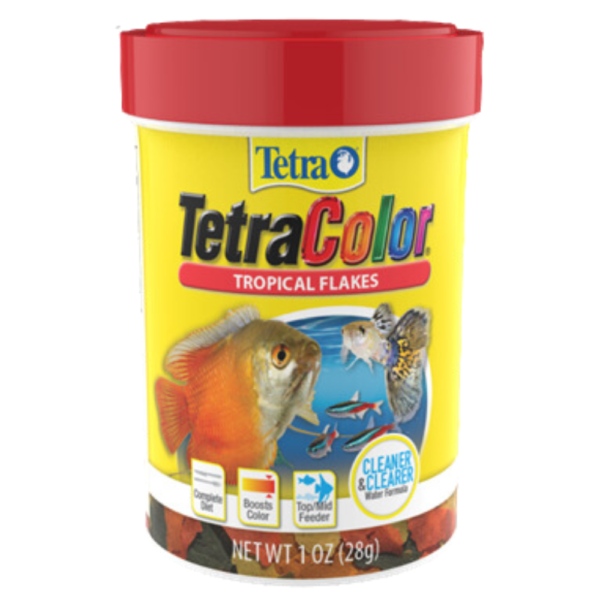 TetraColor Tropical Flakes Alimento Natural en Hojuelas para Pecez de colores de Agua Tropical 1oz