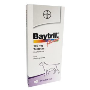 Baytril 150mg Antibiótico bactericida de amplio espectro para Perros y Gatos 10 Tabs