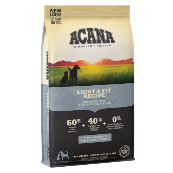Acana Light & Fit Recipe Alimento Control de Peso para Perros 25lb/11.4kg