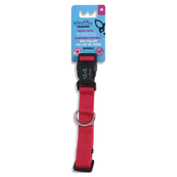 Riley & Rex Collar Nailon Fucsia para Perros 14" M