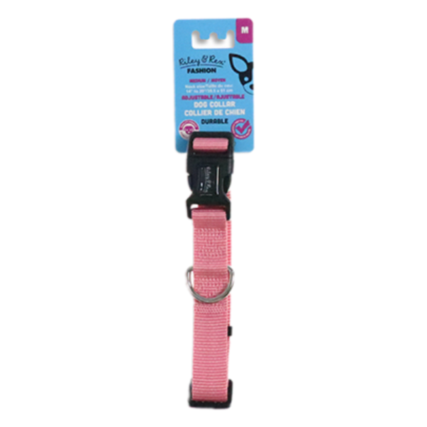 Riley & Rex Collar Nailon Rosa para Perros 14" M