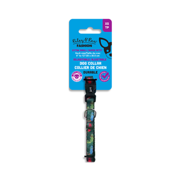 Riley & Rex Jungle Collar Nailon Lagartos para Perros 8" XS