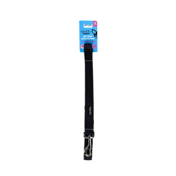 Riley & Rex Correa Nailon Doble Capa Negro para Perros 6'x 1"