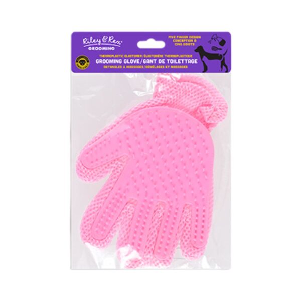 Riley & Rex Guante Rosado de Baño y Deslanado para Perros 9"