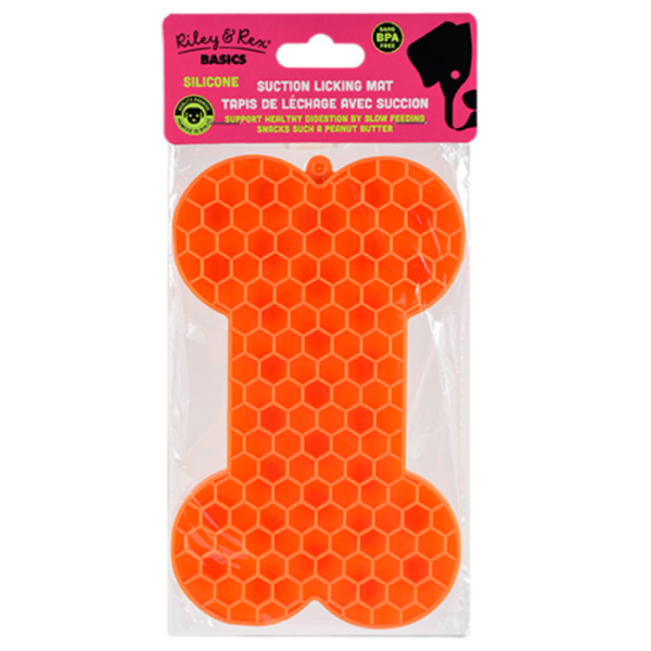 Riley & Rex Alfombrilla Hueso Naranja de Alimentacion Lenta 7.4"