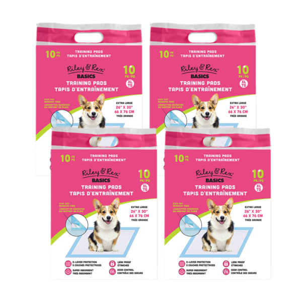 Riley & Rex Pet Training Pads XL CON ADHESIVO Almohadilla De Entrenamiento Para Perros 26" X 30" 4-PACK (40 Uds)