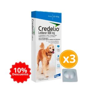 Credelio 22 A 45kg (50.1 A 100 Lbs) Tableta Antipulgas Y Garrapatas Para Perros 3 Tabletas