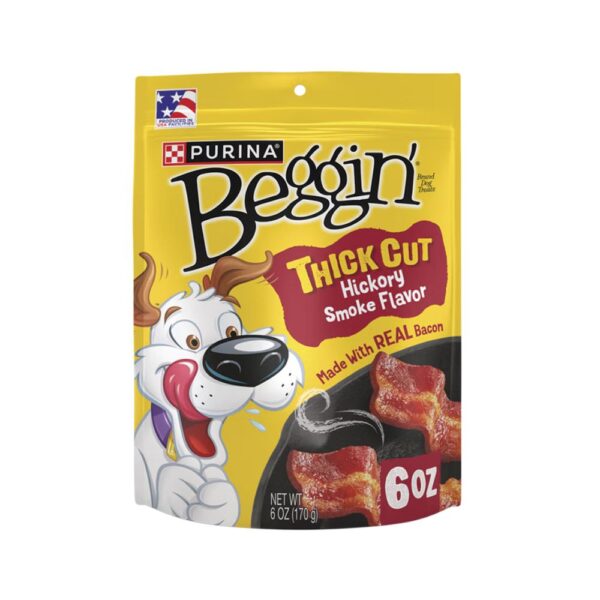Purina Beggin Thick Cut Hickory Smoke Golosina con Tocino Ahumado para Perros 6oz