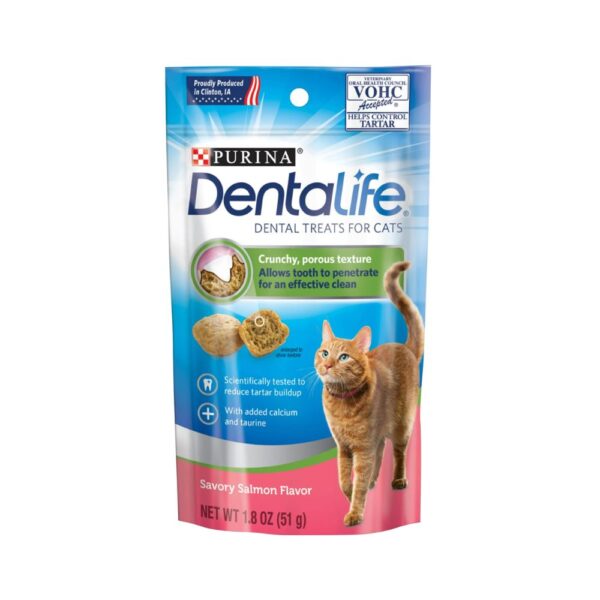 Purina DentaLife Salmon Cat Golosinas de Salmon para el Cuidado Dental en Gatos 1.8oz