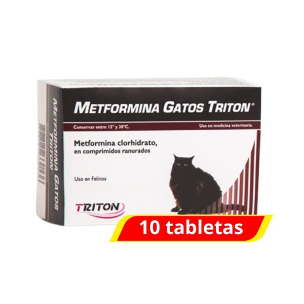 Triton Metformina Control de la Diabetes y Sobrepeso Corporal en Gatos 10 Tabletas