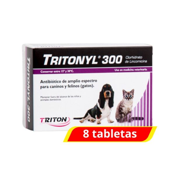 Triton Tritonyl 300 Antibiotico de Amplio Espectro en Perros y Gatos 8 Tabletas