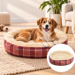 Riley & Rex Cama Redonda Antideslizante para Perros XL (Roja)