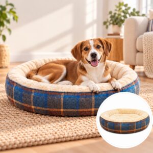 Riley & Rex Cama Redonda Antideslizante para Perros XL (Azul)