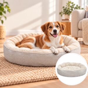 Riley & Rex Cama Redonda Antideslizante para Perros XL (Marron Claro)
