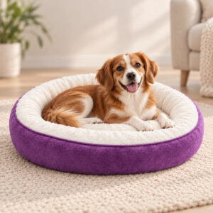 Riley & Rex Cama Redonda Antideslizante Morado Claro para Perros 23.6"