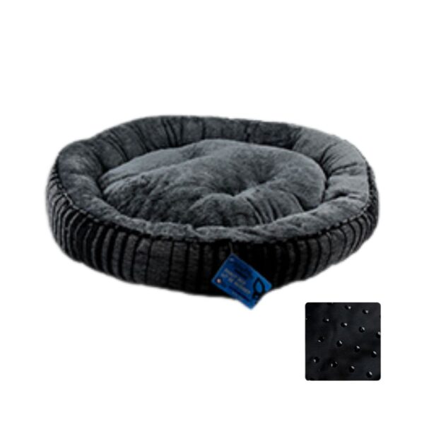 Riley & Rex Cama Redonda Antideslizante Raya Negra para Perros 23.6"