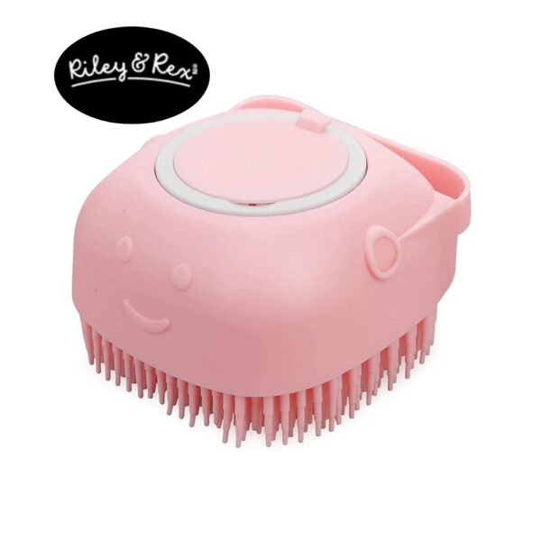Riley & Rex Cepillo de Silicon Rosa para Baño de Mascotas 3.14"