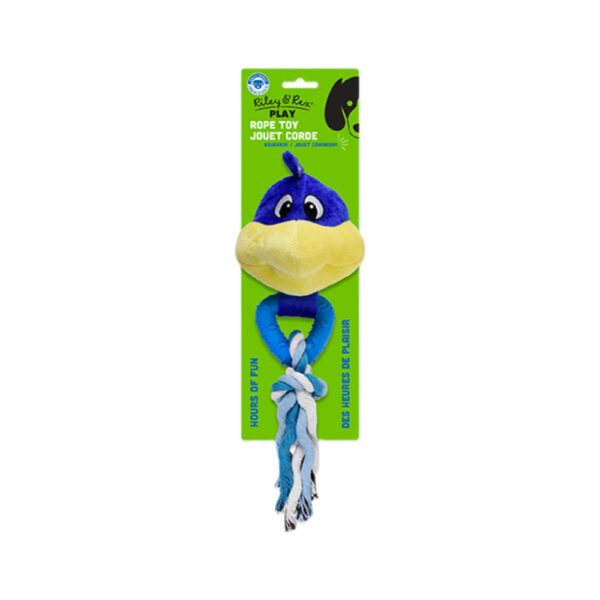 Riley & Rex Animal Ave Azul de Peluche con Cuerda para Perros 11"