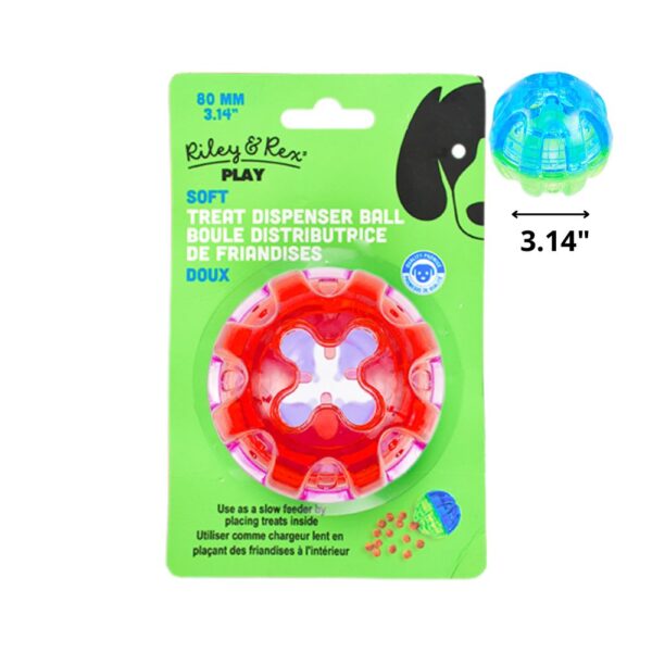 Riley & Rex Pelota Rojo Transparente Dispensador de Golosinas para Perros 3.14"