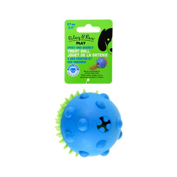 Riley & Rex Pelota Azul Dispensador de Golosinas para Perros 3.4"
