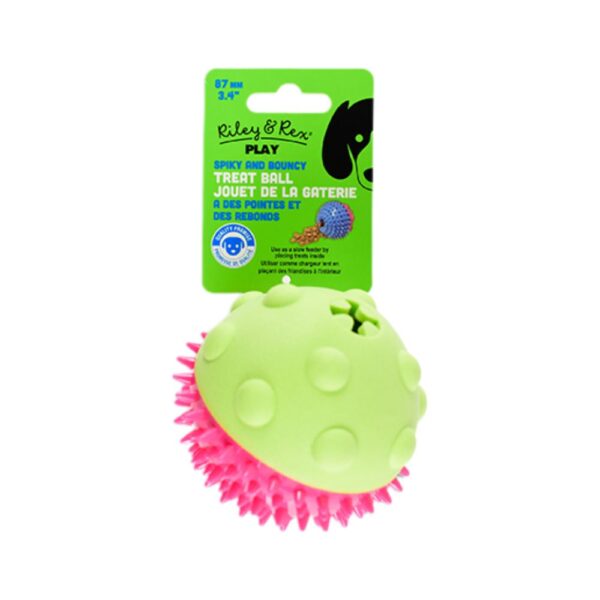 Riley & Rex Pelota Rosa Dispensador de Golosinas para Perros 3.4"