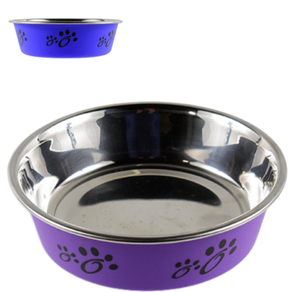 Riley & Rex Plato Morado de Acero Inoxidable para Perros 7″