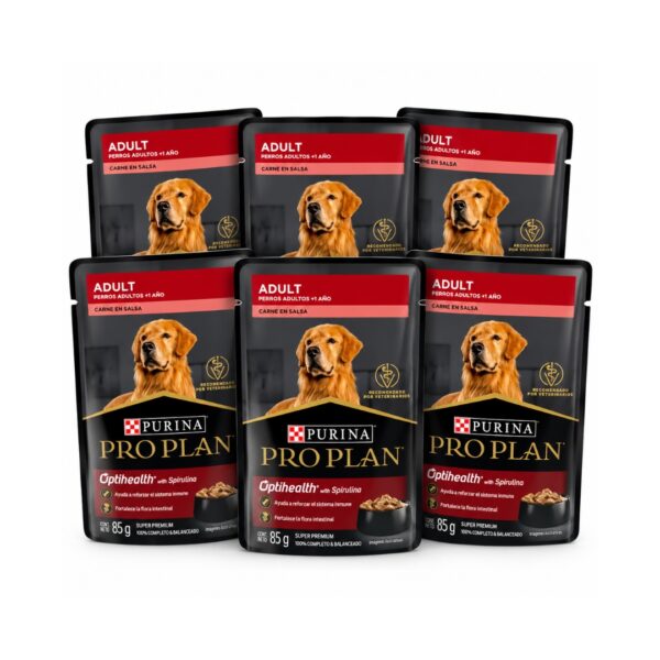 Purina Pro Plan Adult Optihealth Alimento Humedo de Res para Perros (6-PACK) 510grs